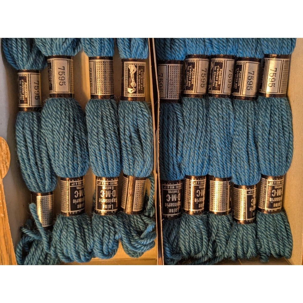9 Skeins Laine Tapisserie DMC 100% Wool 8 Meters ea #7595 Very Dark Peacock Blue